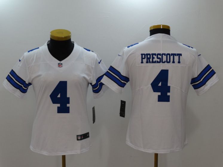 Women Dallas Cowboys #4 Prescott White Nike Vapor Untouchable Limited NFL Jerseys->women nfl jersey->Women Jersey